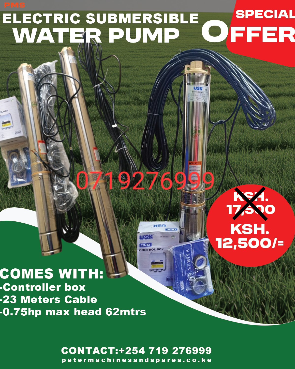 62M deep well submersible water pump